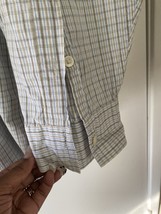 Men 2X Dress Shirt Long Sleeve Casual Work Plaid Stripe 626 Blue Vintage Surplus - £15.12 GBP