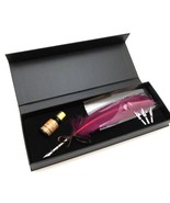 Retro Style Magenta Turkey Feather Pen with Copper Pen Shaft Quill Pen - $19.99