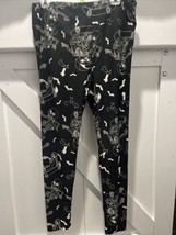 LULAROE LLR TALL&amp;CURVY LEGGINGS BLACK WITH SKELETON SKATEBOARDING #691 - £32.24 GBP