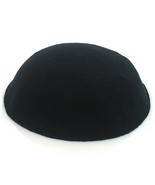 Judaica Place Kippah Black Fine Knit Serugah 15cm Without Holes - $18.00 CAD