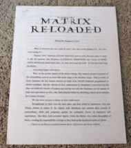 The Matrix Reloaded 48-page Production Notes Keanu Reeves Wachowskis - $9.89