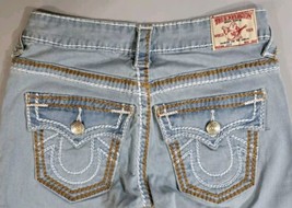 True Religion Joey Straight Jeans Light Wash Size 26 Flap Pockets Made In USA - £29.84 GBP