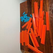 Orange Track Builder Bulk Lot with Blue Connectors Mixed Lengths - $37.87