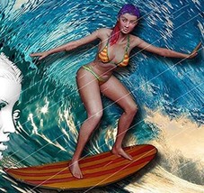 1/16 Resin Model Kit Beautiful Girl Surfing Bikini Summer Beach Unpainted - £17.00 GBP