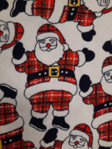 VTG Flannel Cheerful Santa Wearing Plaid Santa Suit on White Background 44&quot;x72&quot; - $19.75