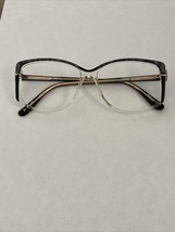 Vtg New Violet Marble Claudine St. Moritz Plastic &amp; Gold Frame Glasses 5... - $15.00