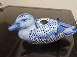 Porcelain Chinese Duck Teapot Missing Bamboo Handle - $9.89