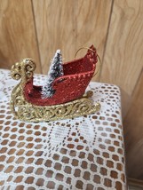 Gold Glittery Santa Sleigh Christmas Holiday Ornament 4.5&quot; - $12.99