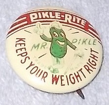 Vintage Mr Pickle Rite Premium Pinback Button 1 inch Advertising Pulaski Wi - £6.22 GBP