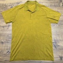 Lululemon Mens Medium Metal Vent Tech Polo Shirt 2.0 Yellow Texture Active - $48.78
