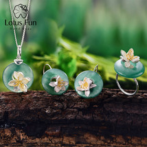 Real 925 Silver Handmade Fine Jewelry Lotus Whispers Jewelry Set With Ring Penda - $143.93