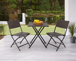 FDW 3 Pieces Wicker Patio Set Foldable Chair for Yard Lawn No Assembly Needed - £111.39 GBP