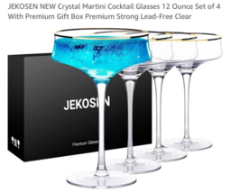  NEW Crystal Martini Cocktail Glasses 12 Ounce Set of 4 Martini-Set of 4-12oz - $27.60