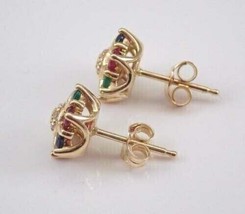 2Ct Round CZ Sapphire Emerald Ruby Diamond Earring 14K Yellow Gold Plated-Silver - £99.70 GBP