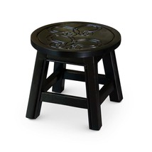 Carved Wooden Step Stool | Espresso Finish &amp; Butterfly Design - $79.99
