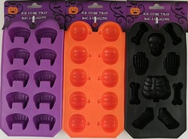 Halloween Ice Cube Gel Trays Silicone, Select: Pumpkin, Skeleton &amp;/or Fangs - £2.36 GBP+