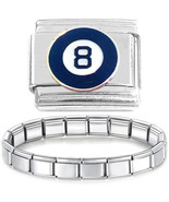 Starter Bracelet and Billiards 8 Ball Italian Charm - 90s Vintage Jewelr... - $14.77 CAD