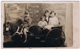 People Postcard RPPC Children Pony Cart Early 1900s Floyde&#39;s Studio Yarmouth - £4.43 GBP