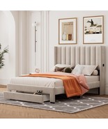 Full Size Storage Bed Velvet Upholstered Platform Bed with a Big Drawer ... - £202.33 GBP