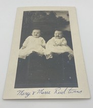 vintage postcard adorable girls baby twins Mary &amp; Marie Reid 1904-1918 RPPC - $19.57