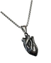 Silver Anatomical Heart Pendant Necklace for Men and Women, - £56.38 GBP
