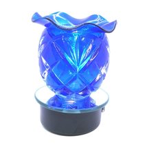 Crystal Clear Royal Blue Diamond Glass Design Plug-in Aroma Warmer and N... - $19.35