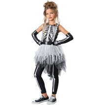 NEW Ghostly Skeleton Halloween Costume Girls Small 4-6 Seasons Dress Leg... - £19.31 GBP