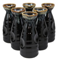 Glazed Ceramic Brown Waterfall Japanese Wine Sake Tokkuri Flask Pack of ... - £43.25 GBP