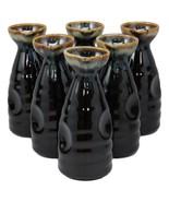 Glazed Ceramic Brown Waterfall Japanese Wine Sake Tokkuri Flask Pack of ... - £43.82 GBP