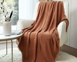 Crevent Farmhouse Rust Knit Throw Blanket For Couch Sofa Chair Bed Home - £26.72 GBP