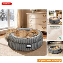 Super Soft Plush Faux Fur Cat Bed with Anti-Slip Base - 20" Round Size - $79.15