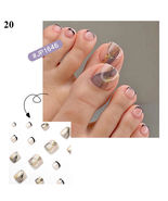 24Pcs Press On Toe False Nails Black Line Glitter Model #20 - £4.63 GBP
