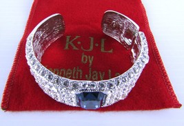 Kenneth Jay Lane, Faux Sapphire Diamante Crystal Jeweled Cuff Bracelet Hinged - $150.06