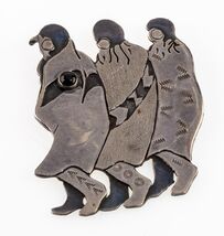 Sterling Silver Native American Figural Brooch Nice Patina - $314.02