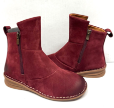 MIZ MOOZ NUBUCK LEATHER  BOOTIE  SIDE ZIPPER WINE  37EU / 7US NEW # Z-193 - $39.95