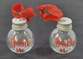 M) Set of 2 Festive Boozeballs Christmas Tree Holiday Ornaments Bottles - $8.35 CAD