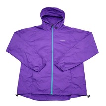 ASICS Jacket Womens M Purple Reflective Water Wind Resistant Hooded Full Zip - $28.59