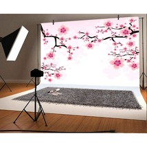 Romantic Cherry Blossoms Backdrop 7X5Ft Photography Background Valentine&#39;S Day D - £28.34 GBP