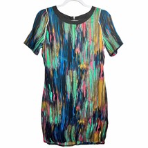 Numph Anthropologie Multi Wave Dress Sz XS Shift Short Sleeve Colorful A... - $34.51