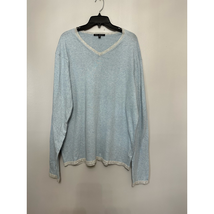 Robert Barakett Mens Pullover Sweater Light Blue V Neck Long Sleeve XXL New - £21.39 GBP