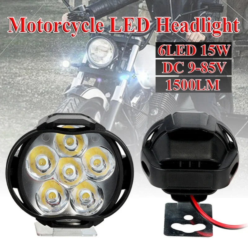 Motorcycle 6 LED Auxiliary Headlight for Bright Moto Car - £9.84 GBP