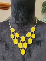 Charming Charlie Yellow &amp; Gold Faceted Tile Bubble Bib Statement Necklace Set - £20.29 GBP