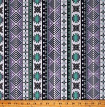 Cotton Southwestern Stripes Aztec White Tucson Fabric Print by Yard D463.62 - £10.40 GBP