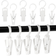 Laundry Hanging Hooks with Clips White Plastic Clothes Pins with Hooks Hanging C - £14.45 GBP