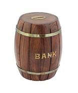 BARREL WOODEN MONEY BANK - $98.01