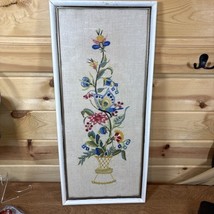 Vintage~Crewel Embroidery Framed Retro 15x11 Antique Butterfly Floral Va... - £87.91 GBP