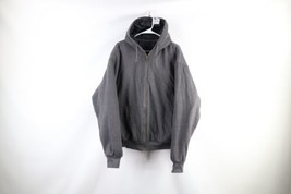 Vtg Streetwear Mens XL Faded Quilt Lined Blank Full Zip Hoodie Sweatshirt Gray - £47.73 GBP