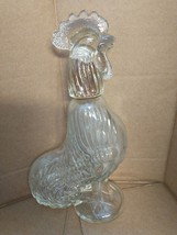 Rooster Chicken Clear Glass Decanter Bottle Figurine 13&quot; farmhouse - £17.01 GBP