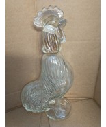 Rooster Chicken Clear Glass Decanter Bottle Figurine 13&quot; farmhouse - £17.07 GBP