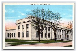 Post Office Building Flint Michigan MI Linen Postcard E19 - £1.54 GBP